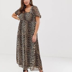 ASOS shirred leopard maxi dress sz22